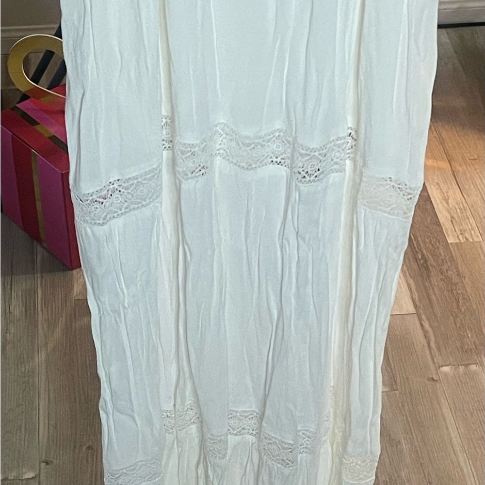Forever 21 White Button-Front Chemise with Lace & Tie Detail. NWT. - Picture 11 of 12